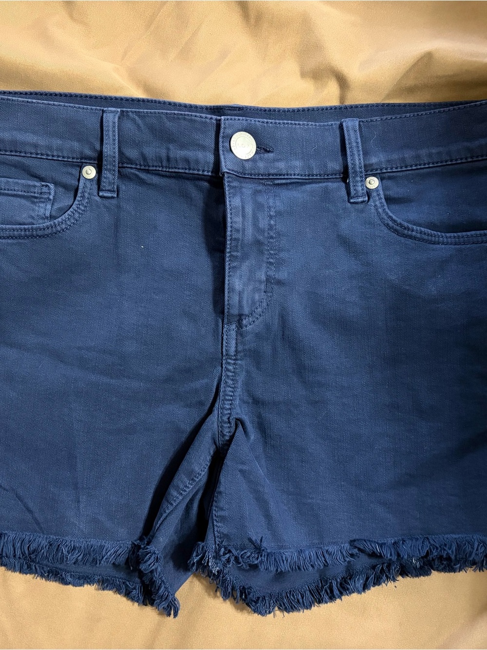 LOFT Dark Navy Frayed Hem Jean Shorts